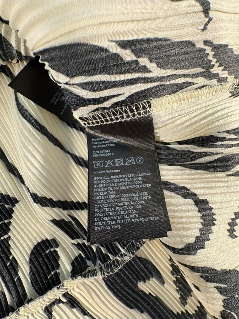H&M Plissé Mini Dress XL NWT Black Cream Floral Balloon Sleeve Boho Cottagecore - Picture 6 of 10